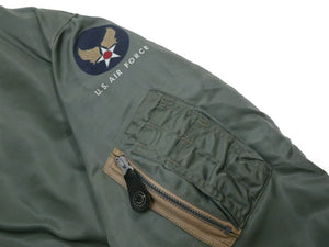 Buzz Rickson's Men's Type MA-1 "ALBERT TURNER & CO., INC." Reproduction Flight Jacket, Sage Green Heavy Nylon Twill, Wool-Cotton Pile Interlining, Made in Japan (BR14900)