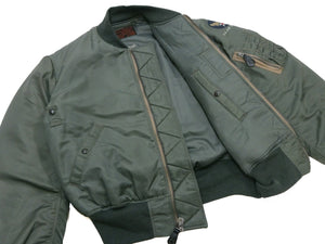 Buzz Rickson's Men's Type MA-1 "ALBERT TURNER & CO., INC." Reproduction Flight Jacket, Sage Green Heavy Nylon Twill, Wool-Cotton Pile Interlining, Made in Japan (BR14900)