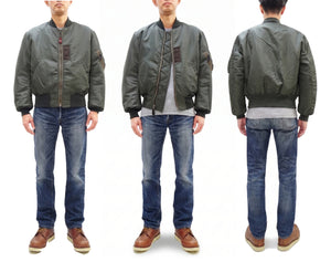 Buzz Rickson's Men's Type MA-1 "ALBERT TURNER & CO., INC." Reproduction Flight Jacket, Sage Green Heavy Nylon Twill, Wool-Cotton Pile Interlining, Made in Japan (BR14900)