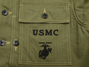 Buzz Rickson's Men's U.S. Marine Corps M-1944 (P-44) Reproduction Utility Jacket, 100% Cotton Herringbone Twill, Unlined, Relaxed Fit, Made in Japan (BR15123, 149 Olive)