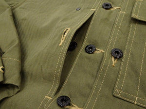 Buzz Rickson's Men's U.S. Marine Corps M-1944 (P-44) Reproduction Utility Jacket, 100% Cotton Herringbone Twill, Unlined, Relaxed Fit, Made in Japan (BR15123, 149 Olive)