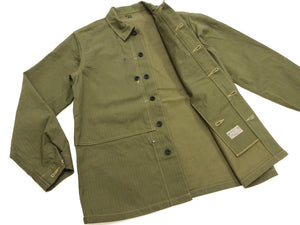 Buzz Rickson's Men's U.S. Marine Corps M-1944 (P-44) Reproduction Utility Jacket, 100% Cotton Herringbone Twill, Unlined, Relaxed Fit, Made in Japan (BR15123, 149 Olive)