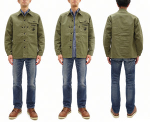 Buzz Rickson's Men's U.S. Marine Corps M-1944 (P-44) Reproduction Utility Jacket, 100% Cotton Herringbone Twill, Unlined, Relaxed Fit, Made in Japan (BR15123, 149 Olive)
