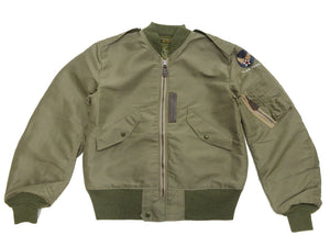 Buzz Rickson Jacket Men's L-2 Flight Jacket Plain Nylon Bomber Jacket L2 BR15125 Olive Drab