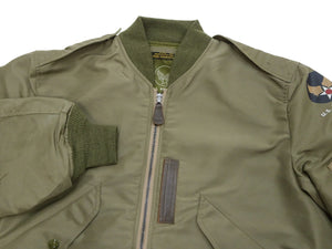 Buzz Rickson Jacket Men's L-2 Flight Jacket Plain Nylon Bomber Jacket L2 BR15125 Olive Drab