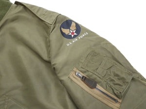 Buzz Rickson Jacket Men's L-2 Flight Jacket Plain Nylon Bomber Jacket L2 BR15125 Olive Drab