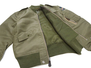 Buzz Rickson Jacket Men's L-2 Flight Jacket Plain Nylon Bomber Jacket L2 BR15125 Olive Drab