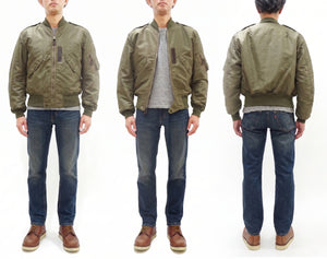 Buzz Rickson's Men's Type L-2 "REED PRODUCTS, INC." Reproduction Flight Jacket, Olive Drab Nylon, Uninsulated Light-Zone Construction, Made in Japan (BR15125)