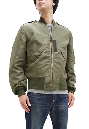 Buzz Rickson Jacket Men's L-2 Flight Jacket Plain Nylon Bomber Jacket L2 BR15125 Olive Drab