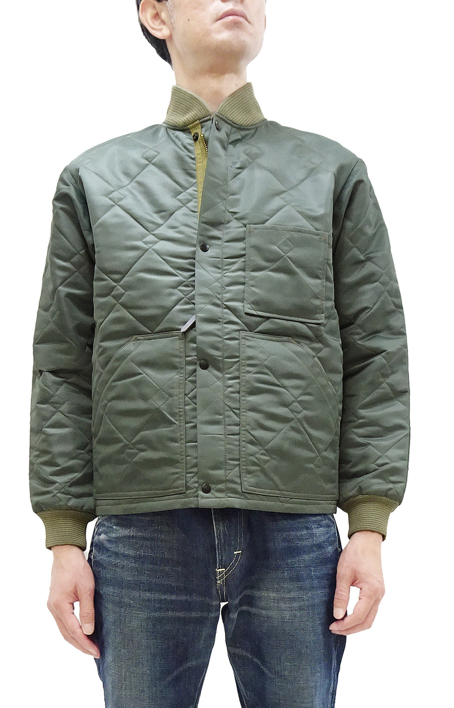 Buzz Rickson Jacket Men's Casual CWU-9/P Liner Jacket Style Lightweight Nylon Quilted Jacket BR15327 Sage Green