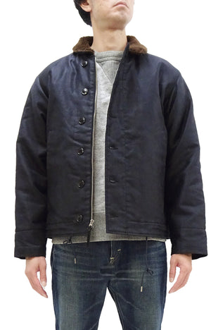 Buzz Rickson Jacket Men's Reproduction of US Navy N-1 Deck Jacket N1 Navy-Blue BR15340