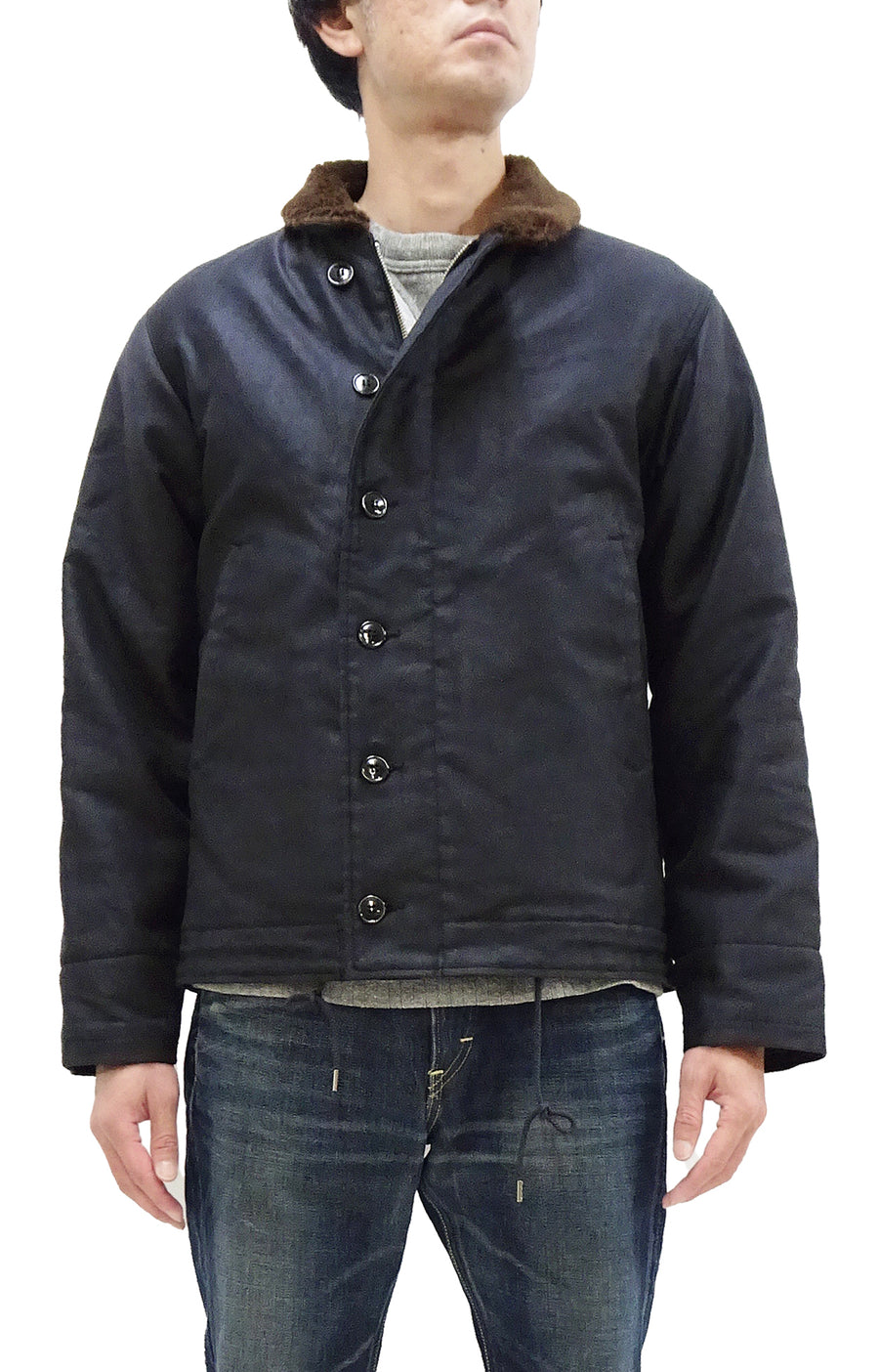 Buzz Rickson Jacket Men's Reproduction of US Navy N-1 Deck Jacket N1 Navy-Blue BR15340