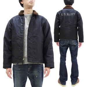 Buzz Rickson Jacket Men's Reproduction of US Navy N-1 Deck Jacket N1 Navy-Blue BR15340