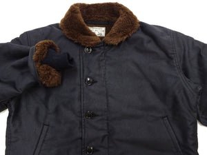 Buzz Rickson's Men's U.S. Navy N-1 Deck Jacket Reproduction, 100% Cotton Jungle Cloth Shell with Alpaca-Wool Pile Lining, Made in Japan (Toyo Enterprises BR15340, 01 Navy, NAVY DEPARTMENT DEMOTEX-ED)