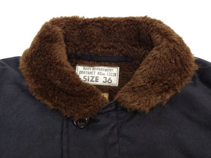 Buzz Rickson's Men's U.S. Navy N-1 Deck Jacket Reproduction, 100% Cotton Jungle Cloth Shell with Alpaca-Wool Pile Lining, Made in Japan (Toyo Enterprises BR15340, 01 Navy, NAVY DEPARTMENT DEMOTEX-ED)