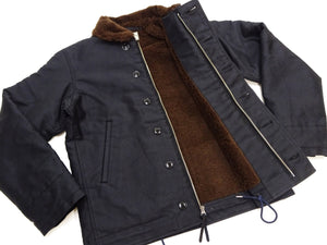 Buzz Rickson's Men's U.S. Navy N-1 Deck Jacket Reproduction, 100% Cotton Jungle Cloth Shell with Alpaca-Wool Pile Lining, Made in Japan (Toyo Enterprises BR15340, 01 Navy, NAVY DEPARTMENT DEMOTEX-ED)