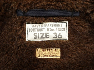 Buzz Rickson's Men's U.S. Navy N-1 Deck Jacket Reproduction, 100% Cotton Jungle Cloth Shell with Alpaca-Wool Pile Lining, Made in Japan (Toyo Enterprises BR15340, 01 Navy, NAVY DEPARTMENT DEMOTEX-ED)
