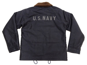 Buzz Rickson's Men's U.S. Navy N-1 Deck Jacket Reproduction, 100% Cotton Jungle Cloth Shell with Alpaca-Wool Pile Lining, Made in Japan (Toyo Enterprises BR15340, 01 Navy, NAVY DEPARTMENT DEMOTEX-ED)