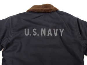 Buzz Rickson's Men's U.S. Navy N-1 Deck Jacket Reproduction, 100% Cotton Jungle Cloth Shell with Alpaca-Wool Pile Lining, Made in Japan (Toyo Enterprises BR15340, 01 Navy, NAVY DEPARTMENT DEMOTEX-ED)