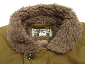 Buzz Rickson's Men's U.S. Navy N-1 Deck Jacket Reproduction, 100% Cotton Jungle Cloth Shell with Alpaca-Wool Pile Lining, Made in Japan (Toyo Enterprises BR15345, 01 Khaki, NAVY DEPARTMENT DEMOTEX-ED)