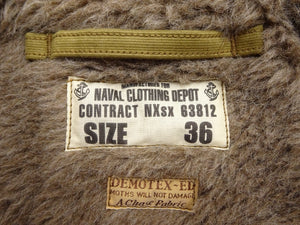 Buzz Rickson's Men's U.S. Navy N-1 Deck Jacket Reproduction, 100% Cotton Jungle Cloth Shell with Alpaca-Wool Pile Lining, Made in Japan (Toyo Enterprises BR15345, 01 Khaki, NAVY DEPARTMENT DEMOTEX-ED)