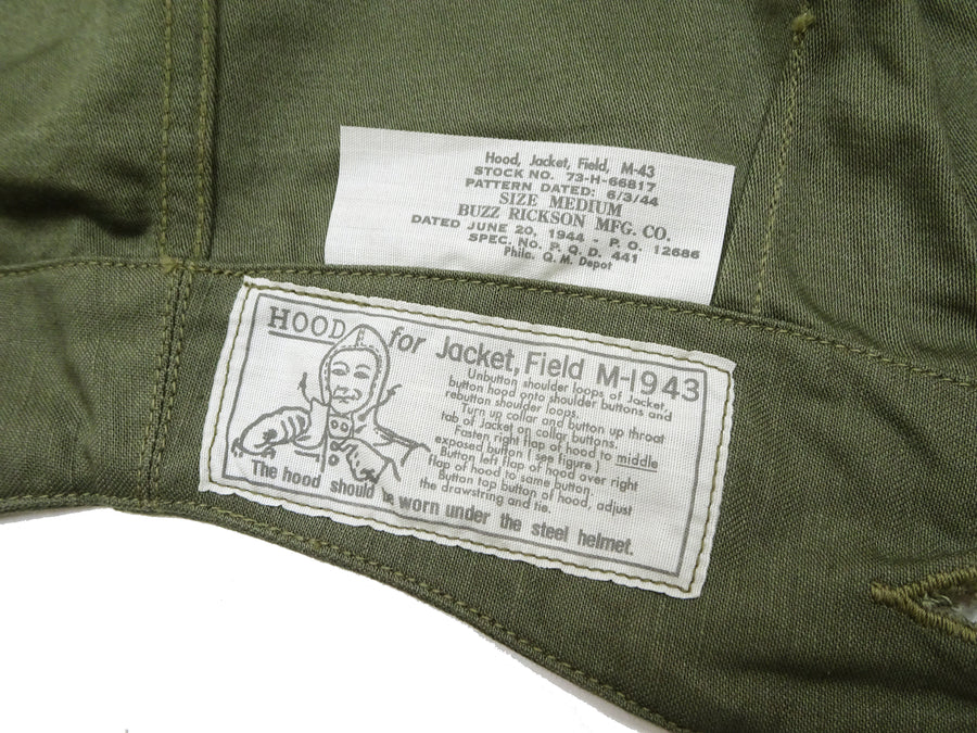 Buzz Rickson Jacket Men's Reproduction of M-1943 Field Jacket US Army M-43 BR15410 Olive
