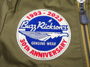 Buzz Rickson Jacket Men's Cotton L-2 Flight Jacket L2 Unfilled Bomber Jacket with Patches and Print BR15411 Olive Drab