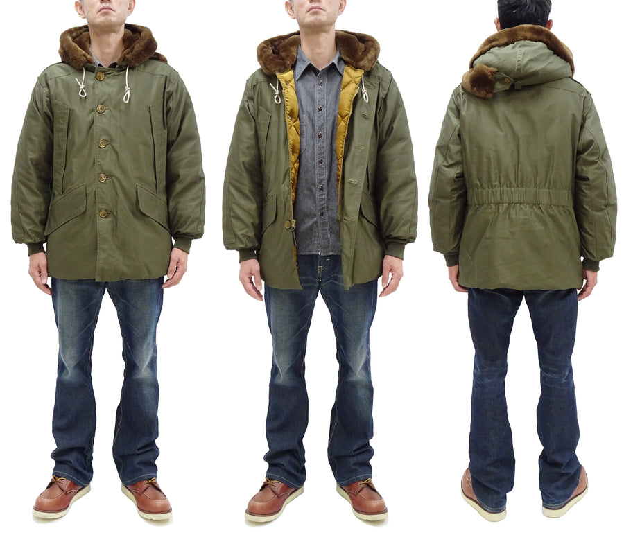 Buzz Rickson Type B-9 Flight Down Parka Men's B9 Hooded Down Jacket BR15538 Olive Drab