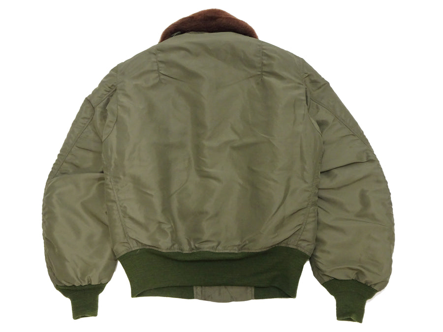 Buzz Rickson Jacket BR15566 Men's USAF B-15B Flight Jacket B15B Bomber Jacket with Mouton Fur Collar Olive