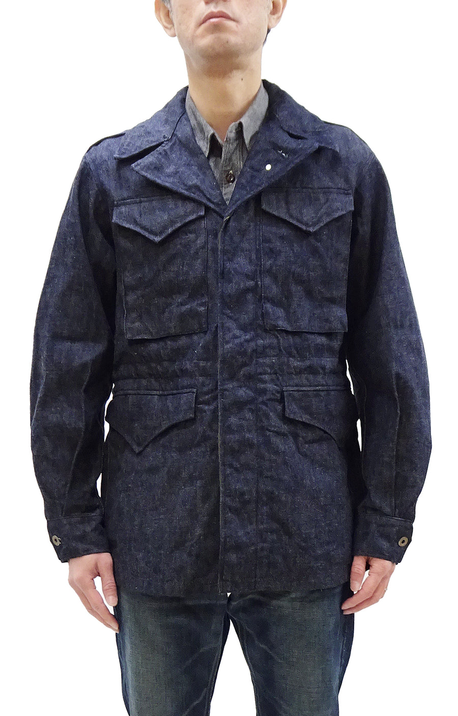 Buzz Rickson Denim Jacket Men's Denim version of the US Army M-1943 Field Jacket M-43 Jean Coat BR15575 421A) One Wash