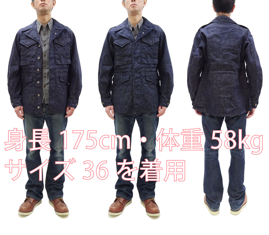 Buzz Rickson Denim Jacket Men's Denim version of the US Army M-1943 Field Jacket M-43 Jean Coat BR15575 421A) One Wash