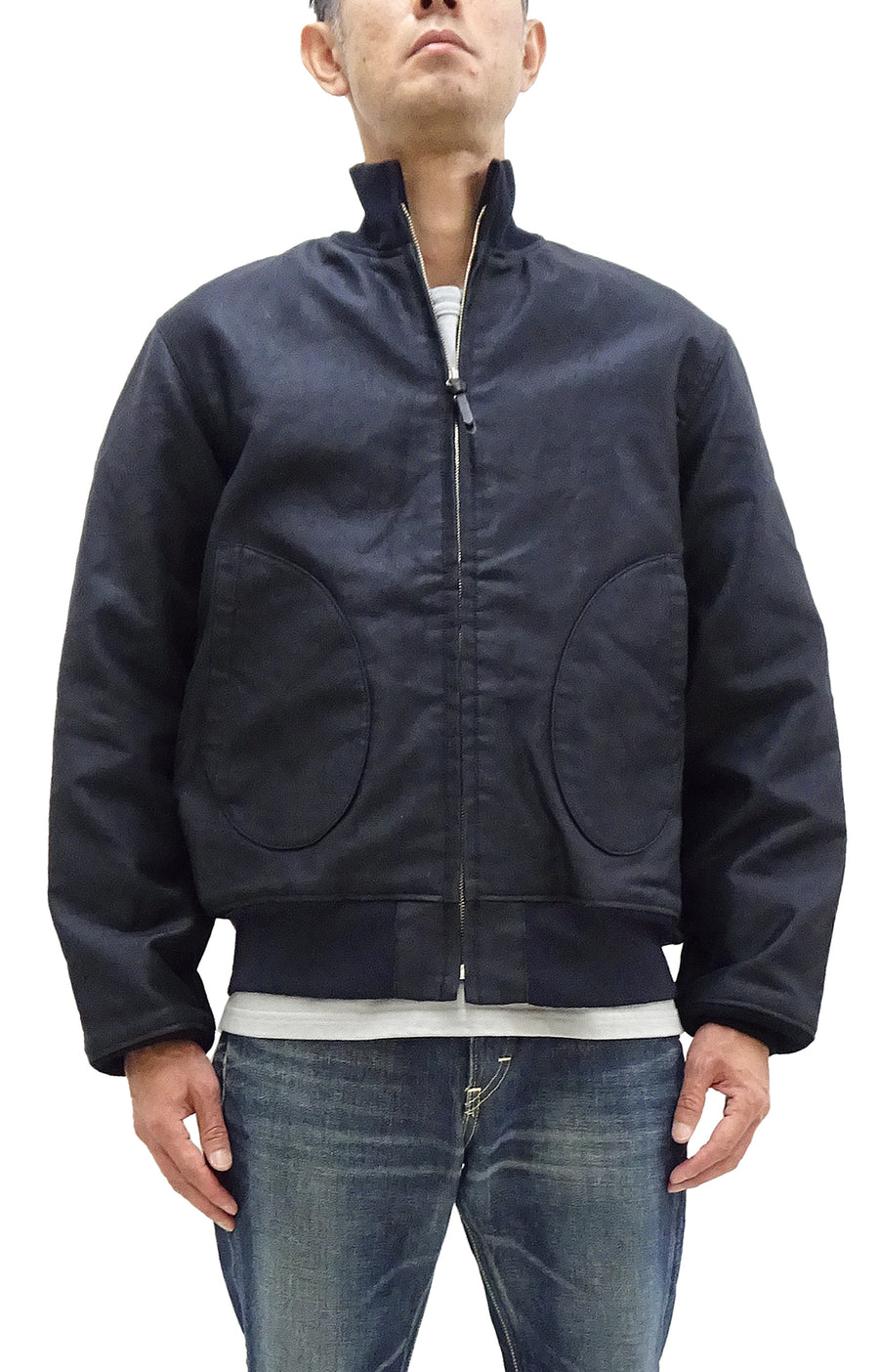 Buzz Rickson Deck Jacket BR15579 Men's Reproduction of US Navy Deck Zip Jacket CONTRACT 87533 Navy-Blue