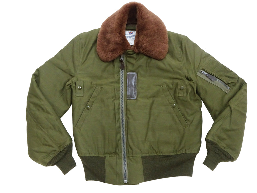 Buzz Rickson Men's B-15B Flight Jacket with Rayon Cotton Shell and Alpaca Wool Pile Lining - USAAF Aero Medical Laboratory Test Sample Bomber Jacket Reproduction - Made in Japan (BR15741 Olive)