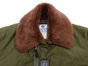 Buzz Rickson Men's B-15B Flight Jacket with Rayon Cotton Shell and Alpaca Wool Pile Lining - USAAF Aero Medical Laboratory Test Sample Bomber Jacket Reproduction - Made in Japan (BR15741 Olive)