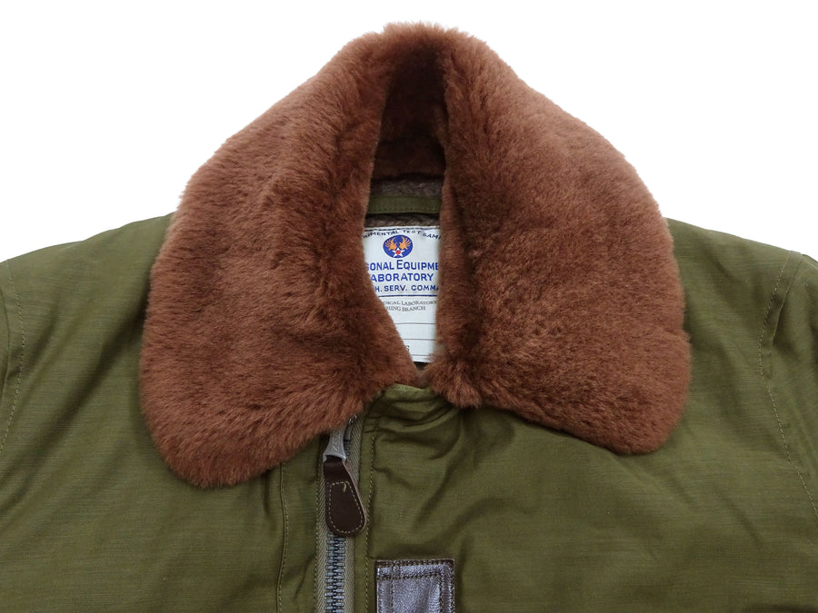 Buzz Rickson Men's B-15B Flight Jacket with Rayon Cotton Shell and Alpaca Wool Pile Lining - USAAF Aero Medical Laboratory Test Sample Bomber Jacket Reproduction - Made in Japan (BR15741 Olive)