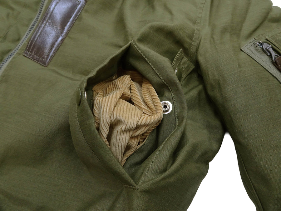 Buzz Rickson Men's B-15B Flight Jacket with Rayon Cotton Shell and Alpaca Wool Pile Lining - USAAF Aero Medical Laboratory Test Sample Bomber Jacket Reproduction - Made in Japan (BR15741 Olive)