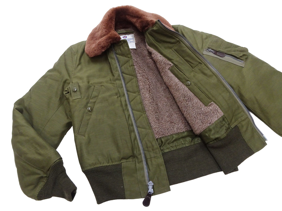 Buzz Rickson Men's B-15B Flight Jacket with Rayon Cotton Shell and Alpaca Wool Pile Lining - USAAF Aero Medical Laboratory Test Sample Bomber Jacket Reproduction - Made in Japan (BR15741 Olive)
