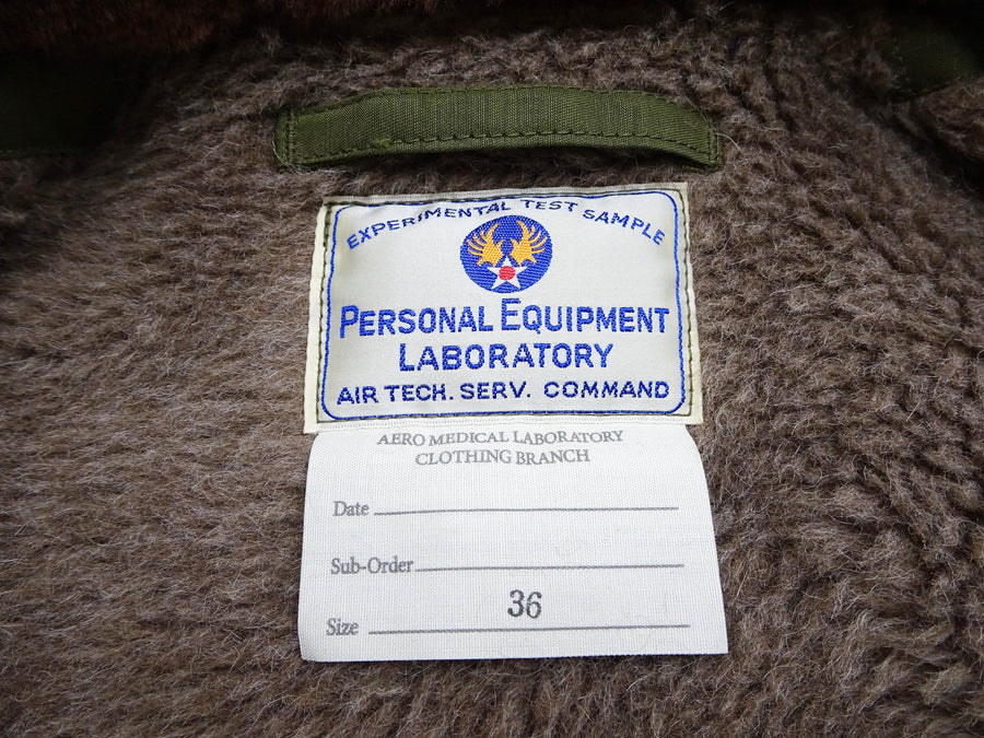 Buzz Rickson Men's B-15B Flight Jacket with Rayon Cotton Shell and Alpaca Wool Pile Lining - USAAF Aero Medical Laboratory Test Sample Bomber Jacket Reproduction - Made in Japan (BR15741 Olive)