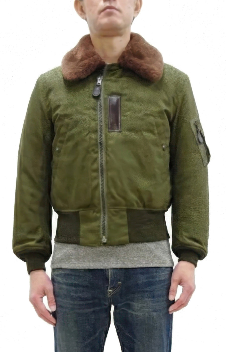 Buzz Rickson Men's B-15B Flight Jacket with Rayon Cotton Shell and Alpaca Wool Pile Lining - USAAF Aero Medical Laboratory Test Sample Bomber Jacket Reproduction - Made in Japan (BR15741 Olive)
