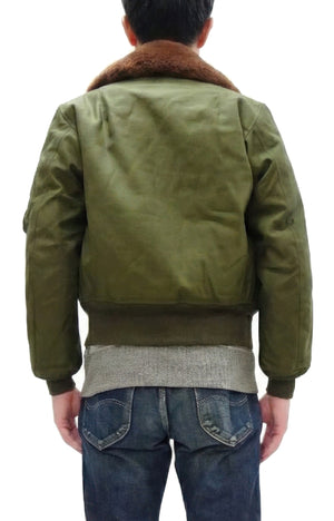 Buzz Rickson Men's B-15B Flight Jacket with Rayon Cotton Shell and Alpaca Wool Pile Lining - USAAF Aero Medical Laboratory Test Sample Bomber Jacket Reproduction - Made in Japan (BR15741 Olive)
