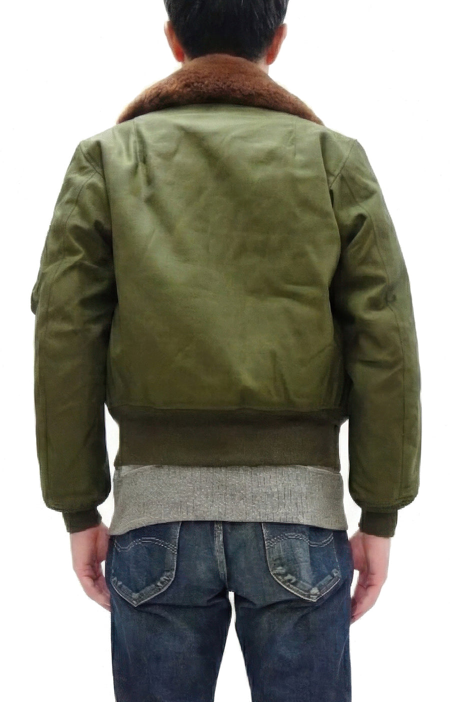 Buzz Rickson Men's B-15B Flight Jacket with Rayon Cotton Shell and Alpaca Wool Pile Lining - USAAF Aero Medical Laboratory Test Sample Bomber Jacket Reproduction - Made in Japan (BR15741 Olive)