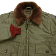 Load image into Gallery viewer, Buzz Rickson Men&#39;s B-10 Flight Jacket with Red Ribbed Trim - Superior Togs Co. Model - U.S. Army Air Forces WWII Cotton Bomber Jacket Reproduction - Made in Japan (BR15745 Olive Drab)
