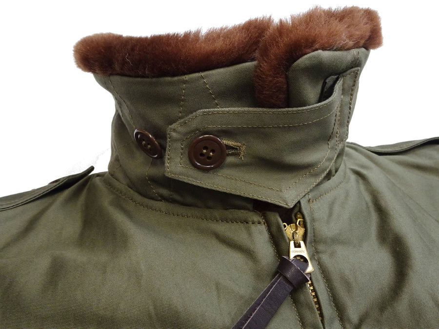 Buzz Rickson Men's B-10 Flight Jacket with Red Ribbed Trim - Superior Togs Co. Model - U.S. Army Air Forces WWII Cotton Bomber Jacket Reproduction - Made in Japan (BR15745 Olive Drab)