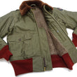 Load image into Gallery viewer, Buzz Rickson Men&#39;s B-10 Flight Jacket with Red Ribbed Trim - Superior Togs Co. Model - U.S. Army Air Forces WWII Cotton Bomber Jacket Reproduction - Made in Japan (BR15745 Olive Drab)
