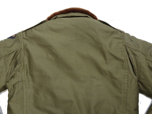 Buzz Rickson Men's B-10 Flight Jacket with Red Ribbed Trim - Superior Togs Co. Model - U.S. Army Air Forces WWII Cotton Bomber Jacket Reproduction - Made in Japan (BR15745 Olive Drab)