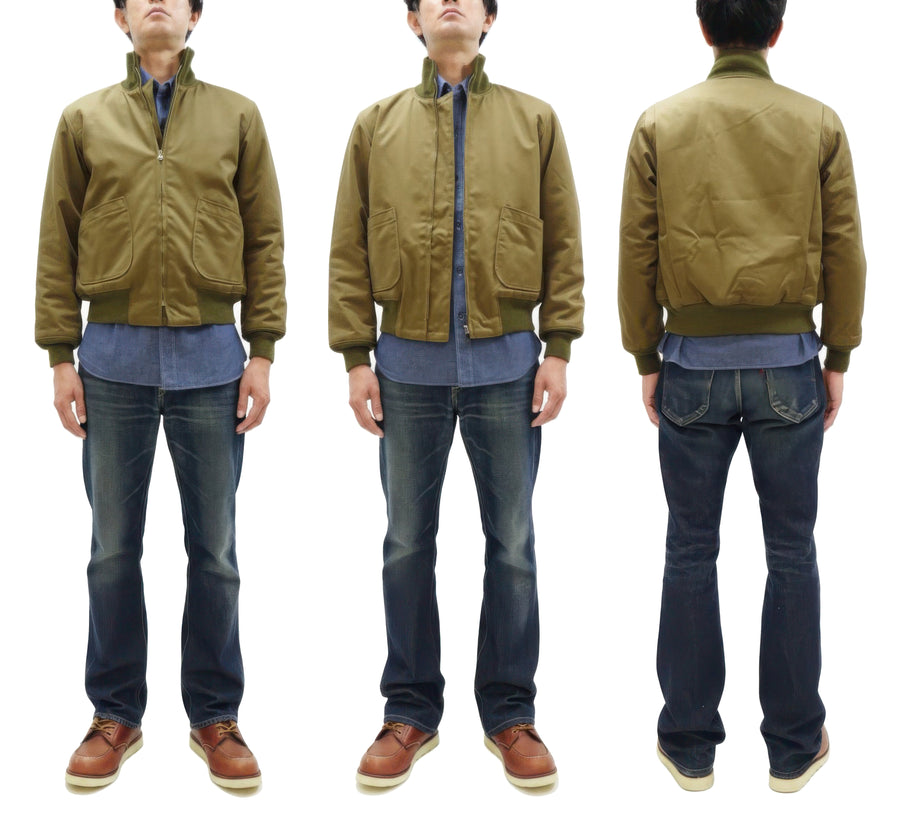 Buzz Rickson Tanker Jacket - Men's Reproduction of the U.S. Army Early Patch-Pocket Version BR15750 Light Olive Drab