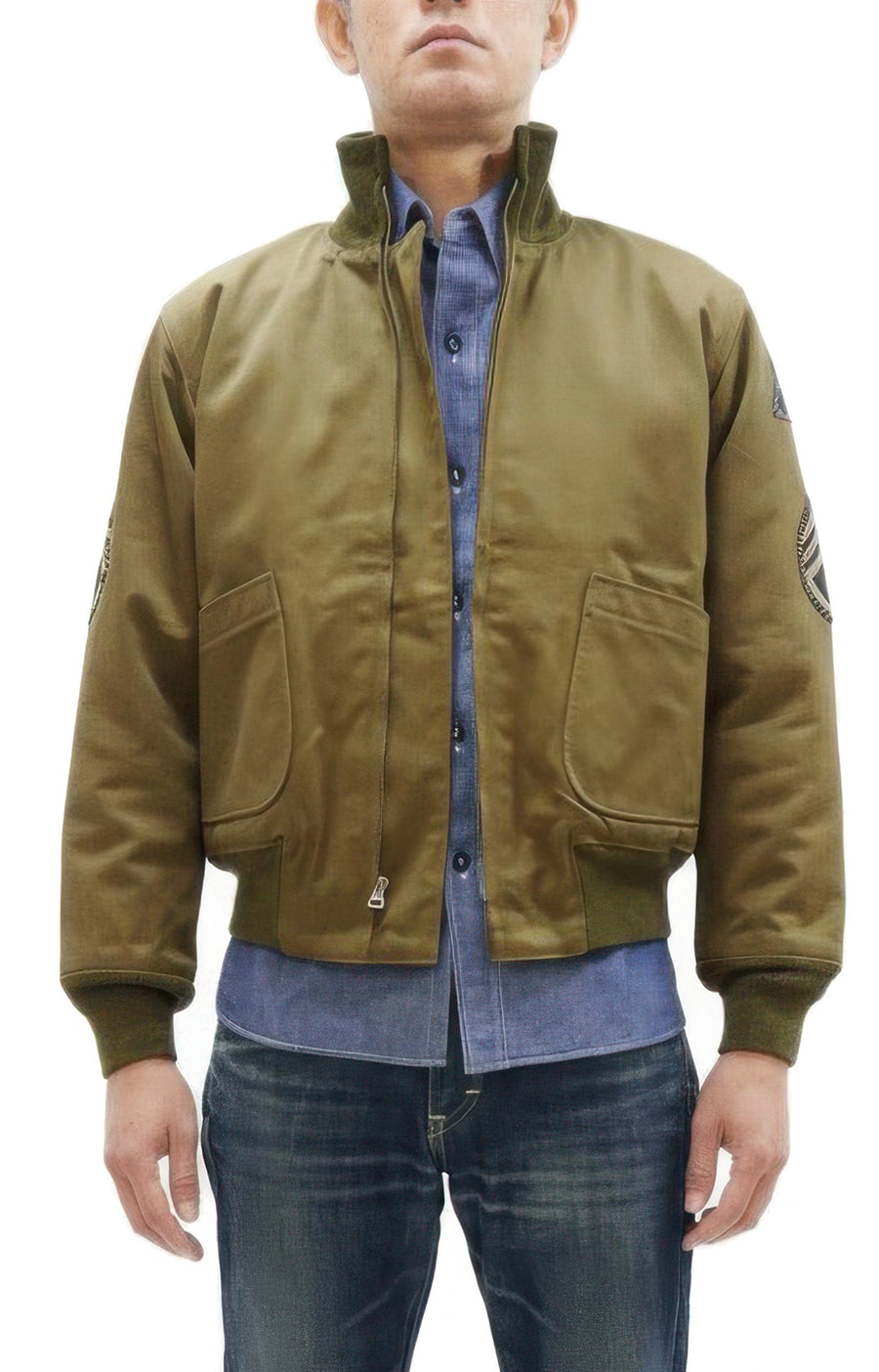 Buzz Rickson Men's Fury Tanker Jacket - Brad Pitt U.S. Army WWII Movie Reproduction - Made in Japan - (BR15751 Olive Drab)