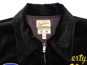 Buzz Rickson x KOSHO & CO. Men's Embroidered Souvenir Jacket (U.S.S. Lexington CVA-16 Sukajan) - Cotton Velveteen, Made in Japan (BR15917 119 Black)