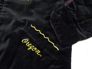 Buzz Rickson x KOSHO & CO. Men's Embroidered Souvenir Jacket (U.S.S. Lexington CVA-16 Sukajan) - Cotton Velveteen, Made in Japan (BR15917 119 Black)