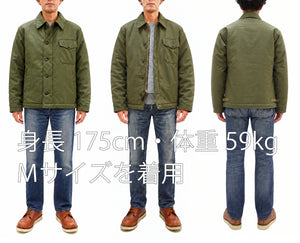 Buzz Rickson's Men's U.S. Navy A-2 Deck Jacket Reproduction, 100% Cotton Back-Satin Shell with Synthetic Pile Lining, TALON Zipper and Concealed Wool Cuffs, Made in Japan (BR16016, 01 Olive Drab)